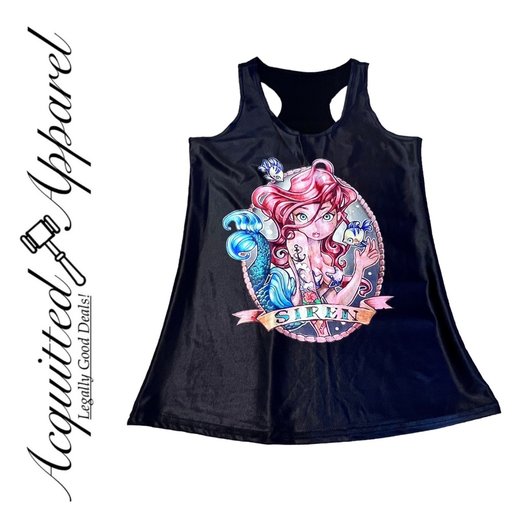 NWOT Bad Princess Ariel Siren Black Tank Top OS